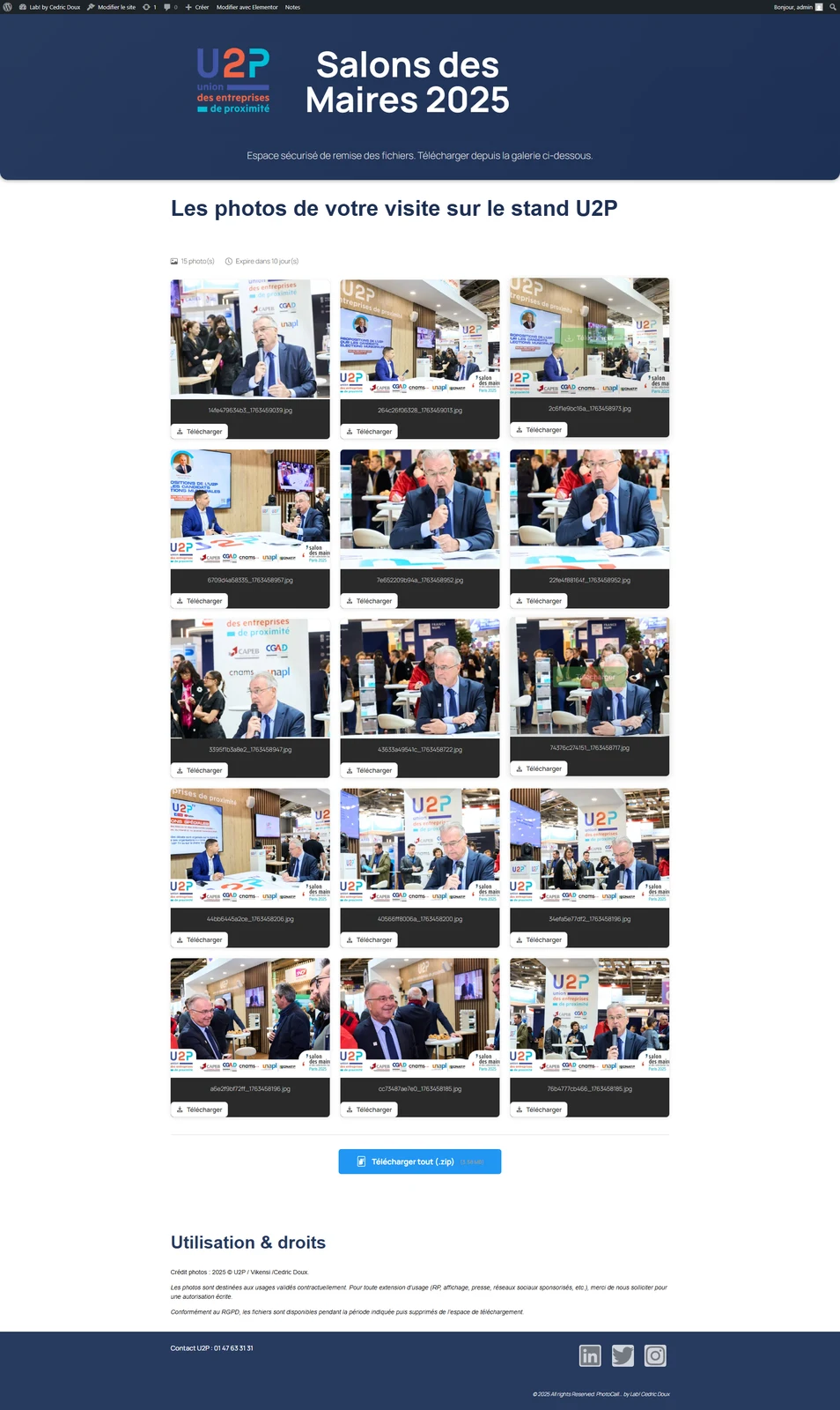 Exemple de galerie privee U2P au Salon des Maires